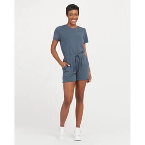 Spanx Storm Blue Lightweight Short Sleeve AirEssentials Romper Size Medium